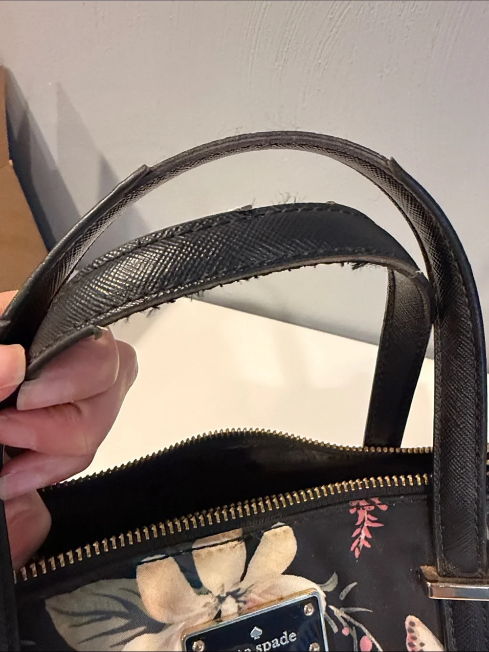 kate spade Wilson botanical satchel black floral print